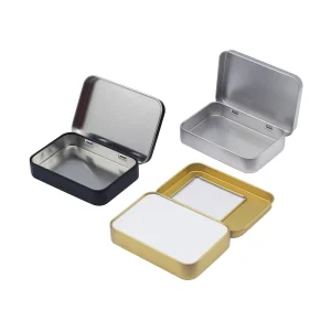 Customizable Printed Recyclable Eco-Friendly Tinplate Metal Box with Flip Cover and Glossy Lamination for Small Items Storage