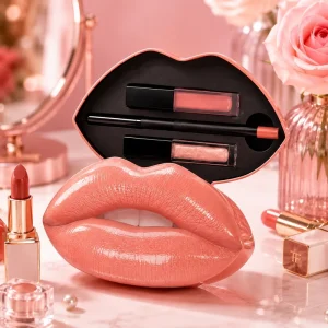 Customizable Recyclable Metal Lip-Shaped Tin Box for Lipstick Packaging and Cosmetic Storage