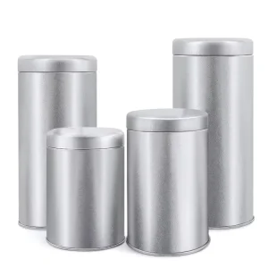 Customizable Strong Empty Food Grade Silvery Round Shaped Metal Container Seal Airtight Tin Can Packaging