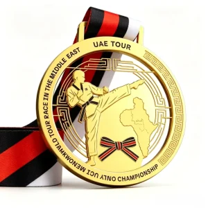 Customization Design Zinc Alloy 3D Gold Running Taekwondo Karate Race Football Award Medal Ribbon Metal Sport Medals