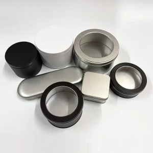Customization Round Matte Jewelry Metal Tin Can With Lid Open Window Food Packaging