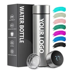 Customize 500 Ml Gym Water Bottle Vasos De Acero Inoxidable 17Oz Stainless Steel Water Bottle With Led Temperature Display