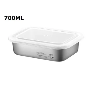Customize 700ml BBQ Food Container 304 Stainless Steel Storage Box With Lid Metal Container Camping Kitchen Storage Box