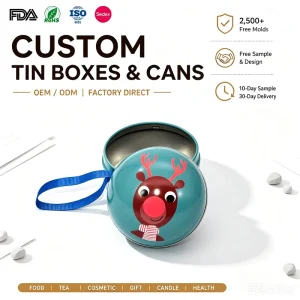 Customize D120MM Tin Ball Candy Packaging Spherical Metal Cans Ornaments Ball Tin Box