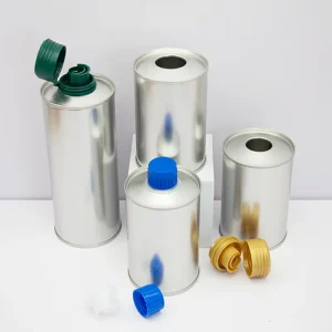 Customized 250ml 500ml Empty Metal Cooking Oil Tin Can Food Grade Round Oil Tin Cans with Plastic Lids for Olive Oil Package