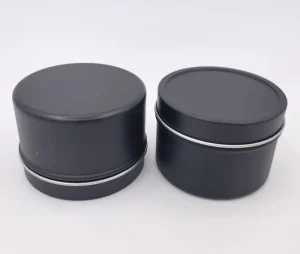 Customized 4oz Black Gold Silver Tin Box for Candle Packaging, Recycled Materials, Embossed Corrugated Board Lining