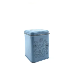 Customized Blue Tinplate Rectangular Iron Box for Coffee Tea Chocolate with Logo Printing Portable