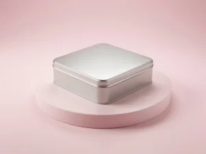 Customized Design Square Silver Metal Tin Box No Printing Premium Gift Storage Package Snack Cookie Cake Biscuit Chocolate