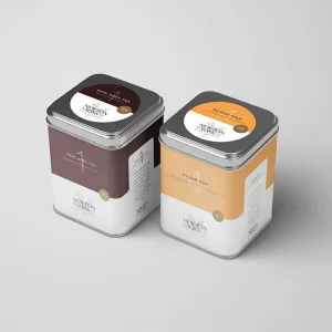 Customized Design square Airtight Tea Tin Canister Food Grade Printing Packing Box Empty sealed square Green Metal Tea Cans