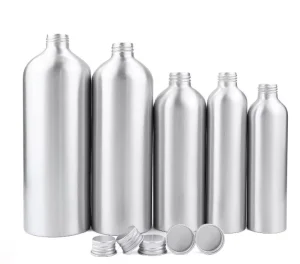 Customized Empty Packaging Lotion Metal Refillable Cosmetic Aluminum Bottle with Screw Lid