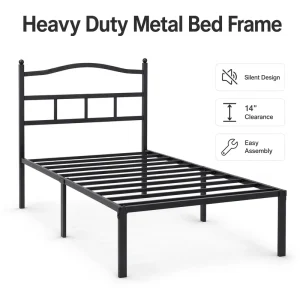 Customized Iron Bed with Simple Design of Headboard, rust Proof Treatment, and Quiet Storage Space at the Bottom