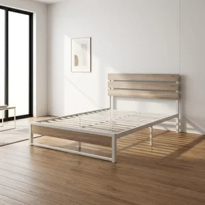 Customized Modern Bedroom Furniture Black Queen Metal Bed Frame Headboard Hotels Double Size Steel