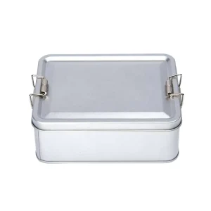 Customized Recyclable Tinplate Metal Box Food Grade Chocolate Decorative Biscuit Airtight sealed Rectangular Lock Buckle