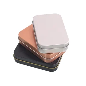 Customized Retro Printed Silver Rectangular Tin Box with Recycled Materials for Gift and Craft Use