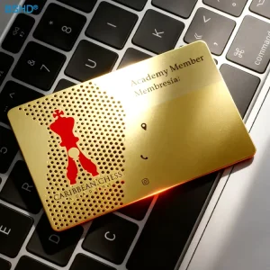Customized Stainless Steel Metal Printing Products Cool Gold Plated Metal Cards for High End Hotels