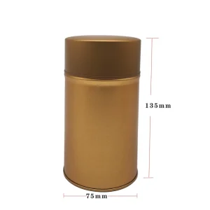 Customized Tin Tubes Tin Boxes Golden Round Tinplate Metal Can Golden Tin Can for Food Chocolate Sugar Snack Use