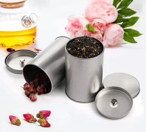 Cylinder Food Grade Double-Lid Airtight Tea Tin Can for Matcha Coffee Loose Leaf and Coffee Bean Packaging