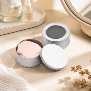 Cylinder Tinplate Container with Glossy Finish, Transparent Window Lid, 90x40mm, for USB Drives, Earphones, Jewelry and Watches