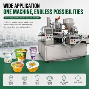 DEEPACK Automatic Rotary Cup Film Sealing Machine for Yogurt Dessert Sauce Cups and Snack Bowl Packaging Daily Use
