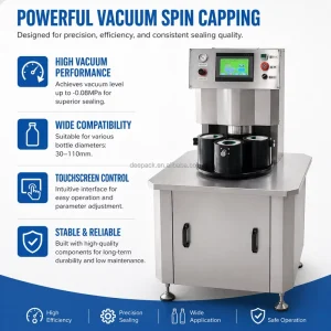 DEEPACK Automatic Vacuum Capping Machine for Glass Jars Bottles Food Beverage Rotary Lid Sealing Equipment