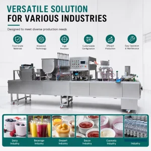 DEEPACK Coffee Cup Filling Sealing Machine for Retail Beverage Portions and Inline Film Lidding Work