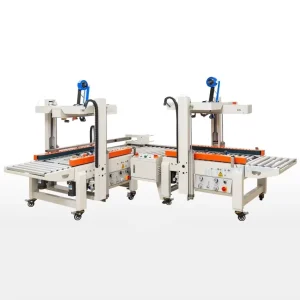 DQFXC5045X and DQFXC5045XBB Automatic Random Carton Box Sealing Machine with Pneumatic Case Sealer and 90-Degree Corner