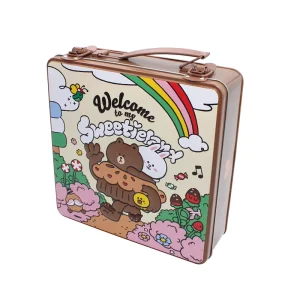 Decorative Tinplate Handled Metal Storage Box with Custom Logo for Chewing Gum Candy or Chocolate