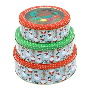 Direct Factory Custom Round Metal Tin Boxes for Cookies Gift Packing