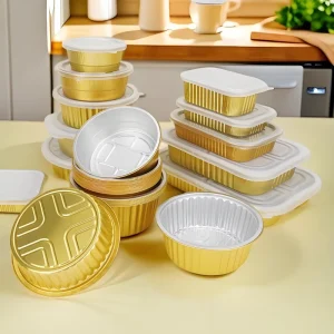 Disposable Aluminum Foil Cake Container with Plastic Cover for Airline Use