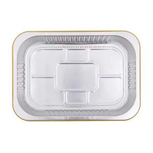 Disposable Aluminum Foil Containers with Foil Lid Oven Safe Rectangle Food Grade Bulk Packaging