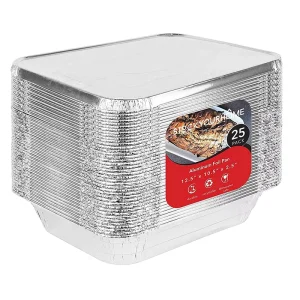 Disposable Aluminum Foil Containers with Lids for Cooking, Heating, Storing and Meal Preparation