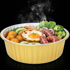 Disposable Aluminum Foil Containers with PP Plastic Lid, Oven Safe, Food Grade, Round