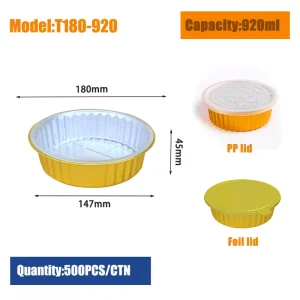 Disposable Food Grade Aluminum Foil Container with PP Lid 920ml Oven Safe for Pet Food
