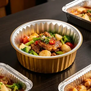 Disposable Microwavable Aluminum Foil Container with PP Lid 1370ml Food Grade Oven Safe
