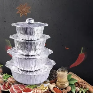 Disposable Non stick Aluminum Foil Pot Food Container for Vacation Trips Camping Aluminum Foil Pot for Picnic