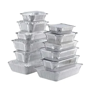 Disposable Rectangular Aluminum Foil Bread Container with Lid for Bakery