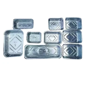 Disposable Rectangular Aluminum Foil Tray with Plastic Lid