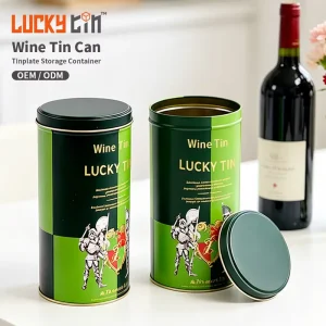 Dongguan Manufacturer Custom Round Tinplate Storage Container for Food and Wine Bottles