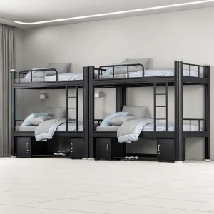 Dormitory Bunk Bed Metal Structure 150mm Width With Safety Rails for Worker Dormitory