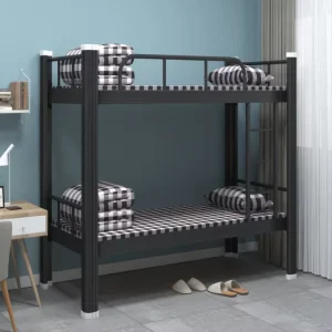 Double-Decker Bunk Beds Metal Frame Low Profile Minimalist Design for School Dormitory Hotel Apartment Commercial Use