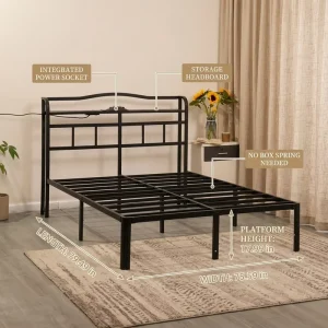 Double Iron Bed with Thick Metal Rust Proof Coating and Power Interface for Bedside Atmosphere Light