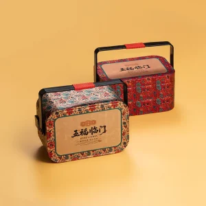 Double Layer Food Grade Tin Box with Handle for Cookies and Moon Cakes