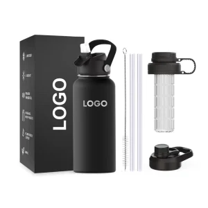 Double-Wall Insulated Stainless Steel Camping Canteen with Dustproof Lid 32oz 40oz