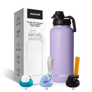 Double Wall Metal Insulated 304 Stainless Steel Water Bottle with Upgrade Lid New Function