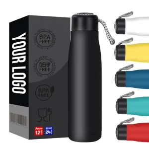 Double-Wall Stainless Steel Insulated Sport Water Bottle with Rope