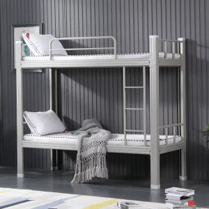 Double layer Bunk Bed Metal Frame for Dormitory and Student Apartment Modern Simple Design