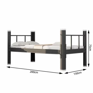 Durable 200x150cm Metal Single Bed Steel Bed Frame for Dormitory Hostel Hotel & Apartment