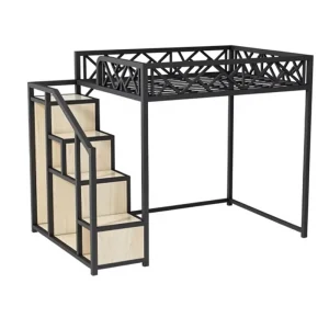 Durable Eco Friendly Metal Bed Frame Modern Design Style Loft Bed for Bedroom or Living Room for Hotels