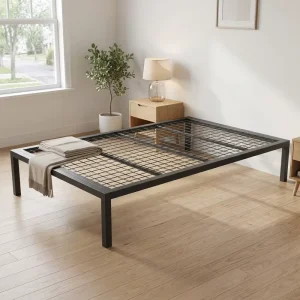 Durable Iron Bed Frame with Steel Mesh Slats Anti Slip Metal Platform Bed Multi Size Single Double Bed Base for School Dormitory