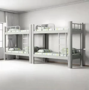 Durable Metal Modern Bunk Bed White Disassembly Storage Iron Frame Assembled School Dormitory Apartment Construction Site Bed